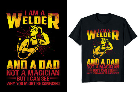 A Dad Welder Graphic T-shirt Design: Industrial Style for Modern Projects