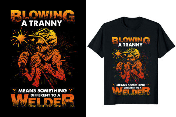 Blowing Welder Graphic T-shirt Design: Ignite Your Merch