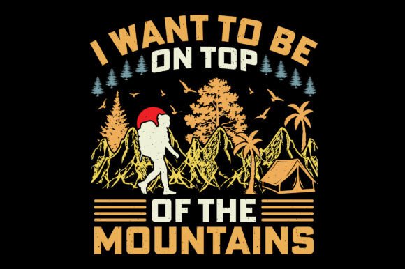 Mountains Retro Hiking T-Shirt Graphic: Vintage Adventure for Modern Designers